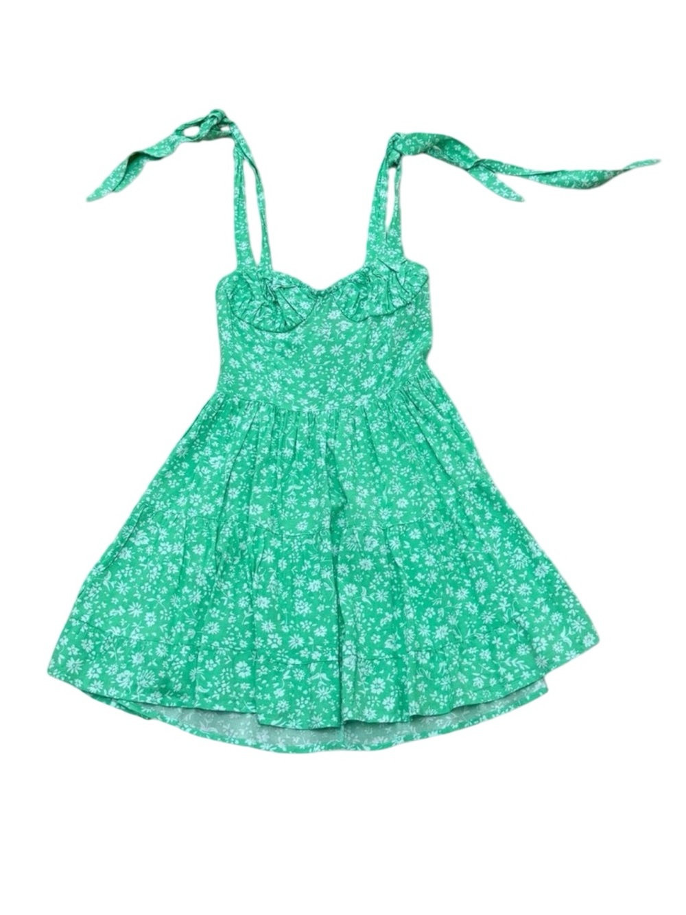 Women’s Y2K Sky to the Moon Mini Dress Green White Floral